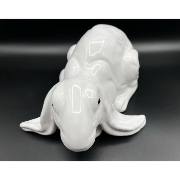 Earth Needs California Art Pottery Terracotta White Bunny Rabbit with Glass Eyes - Picture 9 of 11